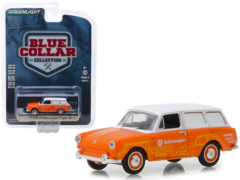 1966 Volkswagen Type 3 Panel Van \"Volkswagen Sales and Service\" Orange with White Top \"Blue Collar Collection\" Series 5 1/64 Diecast Model Car by Greenlight