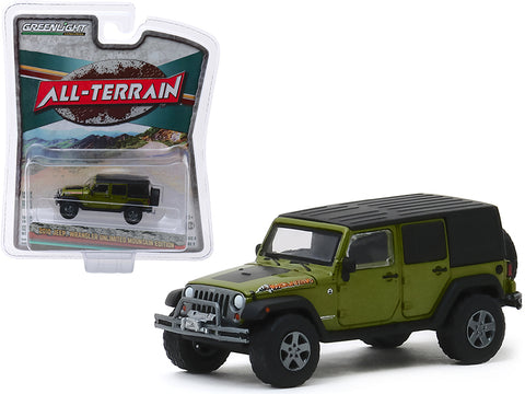 2010 Jeep Wrangler Unlimited Mountain Edition Rescue Green Metallic with Black Top \"All Terrain\" Series 9 1/64 Diecast Model Car by Greenlight