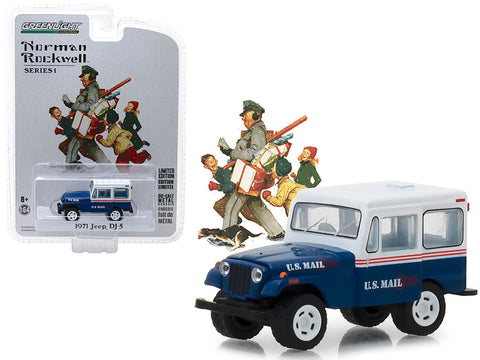 1971 Jeep DJ-5 Blue with White Top U.S. Mail \"Norman Rockwell Delivery Vehicles\" Series 1 1/64 Diecast Model Car by Greenlight