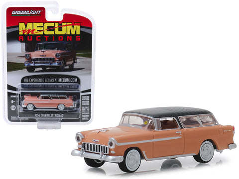 1955 Chevrolet Nomad Coral with Shadow Gray Top (Las Vegas 2018) \"Mecum Auctions Collector Cars\" Series 3 1/64 Diecast Model Car by Greenlight