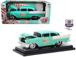 1957 Chevrolet 150 \"Holley\" Sea Foam Green and India Ivory 1/24 Diecast Model Car by M2 Machines
