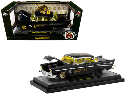 1957 Chevrolet 210 Hardtop \"Weiand\" Black Limited Edition to 5,880 pieces Worldwide 1/24 Diecast Model Car by M2 Machines