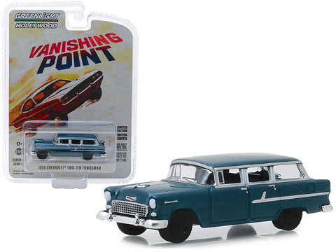 1955 Chevrolet Two-Ten Townsman Dark Blue \"Vanishing Point\" (1971) Movie \"Hollywood Series\" Release 24 1/64 Diecast Model Car by Greenlight