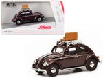 Volkswagen Beetle Kafer with Roof Rack and Luggage Dark Red 1/64 Diecast Model Car by Schuco