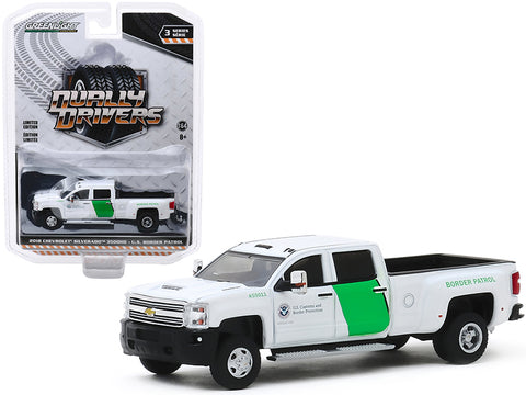 2018 Chevrolet Silverado 3500HD Dually Pickup Truck \"U.S. Customs and Border Protection Border Patrol\" White \"Dually Drivers\" Series 3 1/64 Diecast Model Car by Greenlight