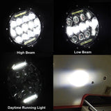 7" 75W LED Projector Black Headlight + Passing Lights Fit for Harley Touring