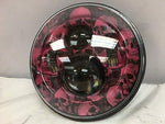 7″ Custom Pink Skull Design Projector HID LED Light Bulb Headlight Motorcycle