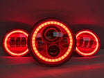 7″ Red With Red HALO Headlight 4.5″–4 1/2″ Black Spot Passing LED Fog Lights