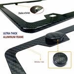 Carbon Fiber License Plate Frames - Aluminum Slim Size Black License Plate Cover