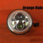 7″ Chrome Angel Eye ORANGE HALO Projector LED Light Bulb Headlight Motorcycle