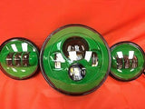 7″ GREEN Headlight Green Dual 4.5″–4 1/2″ Auxiliary AUX Spot Passing LED Fog