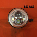 7″ Replacement Chrome Angel Eye RED HALO Projector LED Headlight Motorcycle