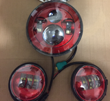 7" RED LED Headlight + Dual 4.5"-4 1/2" Fog lights set