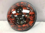 7″ Custom Orange Skull Design Projector HID LED Light Bulb Headlight Motorcycle