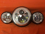 7″ Red HALO Headlight Dual 4.5″ – 4 1/2″ Auxiliary AUX Chrome Spot Passing LED