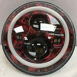 7″ Custom Red With White Halo Skull Design Projector HID LED Headlight