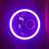 7″ Replacement PURPLE With PURPLE Halo Projector HID LED Headlight Motorcycle