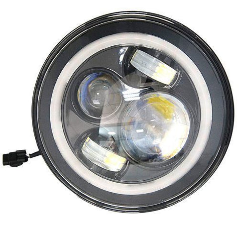 7″ Black Angel Eye WHITE HALO LED Headlight For Yamaha Roadstar 1600 / 1700