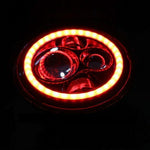 7″ Black Angel Eye RED HALO Projector HID LED Light Bulb Headlight Motorcycle