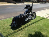 Harley 6″ Extended Out And Down Cut Out Saddlebags with Rear Fender – 6x9 Lids