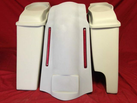 Harley Softail Heritage 4″ Saddlebags 6X9 Lids LED Lights Fender Right Cut Out