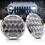 For Jeep Wrangler Pair 7" 75W Round Chrome LED Headlight H6024 H13 H4 6000K