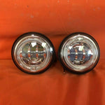 4.5″ Chrome Spot With Red Halo Passing LED Fog Lights Harley AUX PAIR 4-1/2″