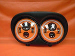 DUAL 7″ ORANGE DAYMAKER 2014 & UP ORANGE HALO LED ROAD GLIDE Black Headlight