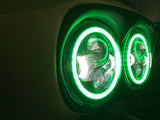 DUAL 7″ GREEN HALO LED Replacement ROAD GLIDE Chrome Light Bulb Headlight Bezel