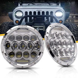 7" 75w LED Headlight Hi-Lo & 4''Fog Lamps For Jeep Wrangler White Super Bright