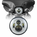 7″ Inch CHROME With RED Halo Projector HID LED Headlight Motorcycle For Harley