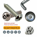 Stainless Steel License Plate Screws -Anti Theft Frames Tamper Resistant Kits