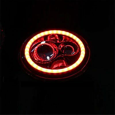 7″ DAYMAKER Black RED HALO HID LED Headlight Kawasaki Vulcan Nomad 1500/1600
