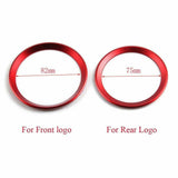 Car Front Rear Logo Cover Ring Trim Hood Emblem Ring for 2013-2019 BMW 3 (Red)