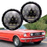 75W Black LED Projector 7" Inch Round Headlights For Ford Mustang 1965-1978