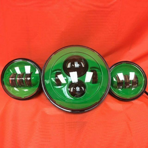 7″ GREEN Headlight Green Dual 4.5″–4 1/2″ Auxiliary AUX Spot Passing LED Fog