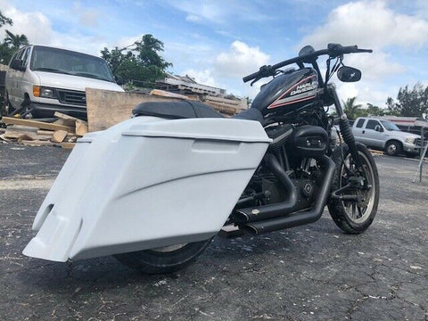 Harley Sportster 883/Dyna/Sportster 5″ Dual Cut Saddlebags Kit + 6x9 Speaker Lid