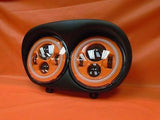 DUAL 7″ ORANGE DAYMAKER 2014 & UP ORANGE HALO LED ROAD GLIDE Black Headlight