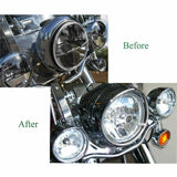 7" Chrome Headlight Ring Motorcycle Headlight Trim Rings for Harley