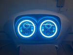 DUAL 7″ DAYMAKER 2014 & UP BLUE HALO LED ROAD GLIDE Chrome Headlight Bezel