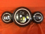 7″ Red HALO Headlight Dual 4.5″ – 4 1/2″ AUX Black Spot Passing LED Fog Lights