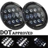 Pair 7" Round LED Black Housing Headlights For Jeep Wrangler New Free Shipping