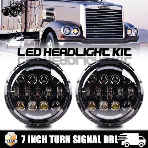 Fit Kenworth T2000 7 Inch LED Headlight White DRL Hi/Lo Beam Lamp Projector CREE