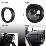 7" Black Headlight Ring Motorcycle Headlight Trim Rings for Harley