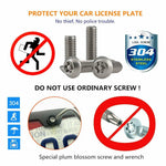 Stainless Steel License Plate Screws -Anti Theft Frames Tamper Resistant Kits