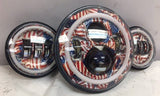 7" DAYMAKER AMERICAN FLAGS DESIGN Headlight   Dual 4.5" - 4 1/2" Auxiliary Sp...