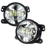 Chrome 7" LED Headlights + 4Inch Fog Lights Passing Lamps Kit for Jeep Wrangler