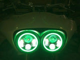 DUAL 7″ GREEN HALO LED Replacement ROAD GLIDE Black Light Bulb Headlight Bezel