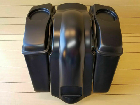 4" EXTENDED STRETCHED SADDLEBAGS-LIDS-FENDER INCLUDED FOR TOURING 1997-2013