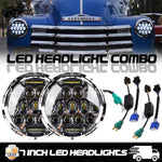 7" Inch LED Projector Chrome Headlights for Chevy Truck 1947-1957 and 1962-1972